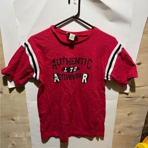 The Limited Red Short-Sleeve Tee with Black & White Sleeve Stripes